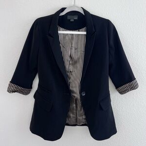 Forever 21 black blazer with black and gold strips design